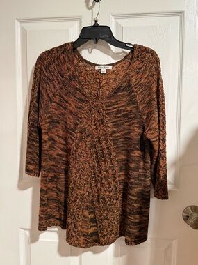 Studio works,Burnt Orange Knit V-Neck Sweater Top